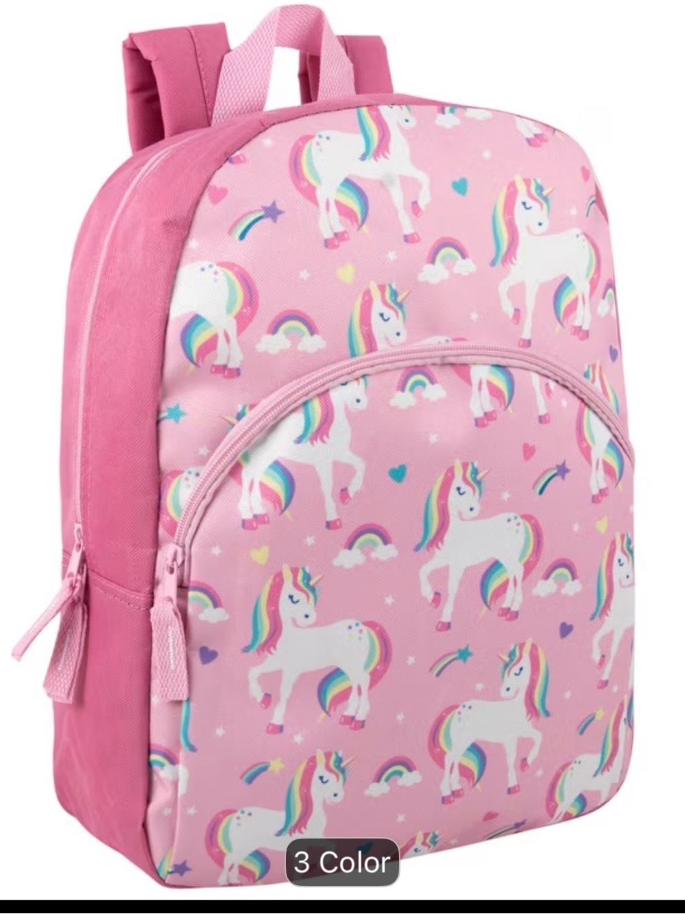Kids Pink Unicorn Backpack - Cute Rainbow Design